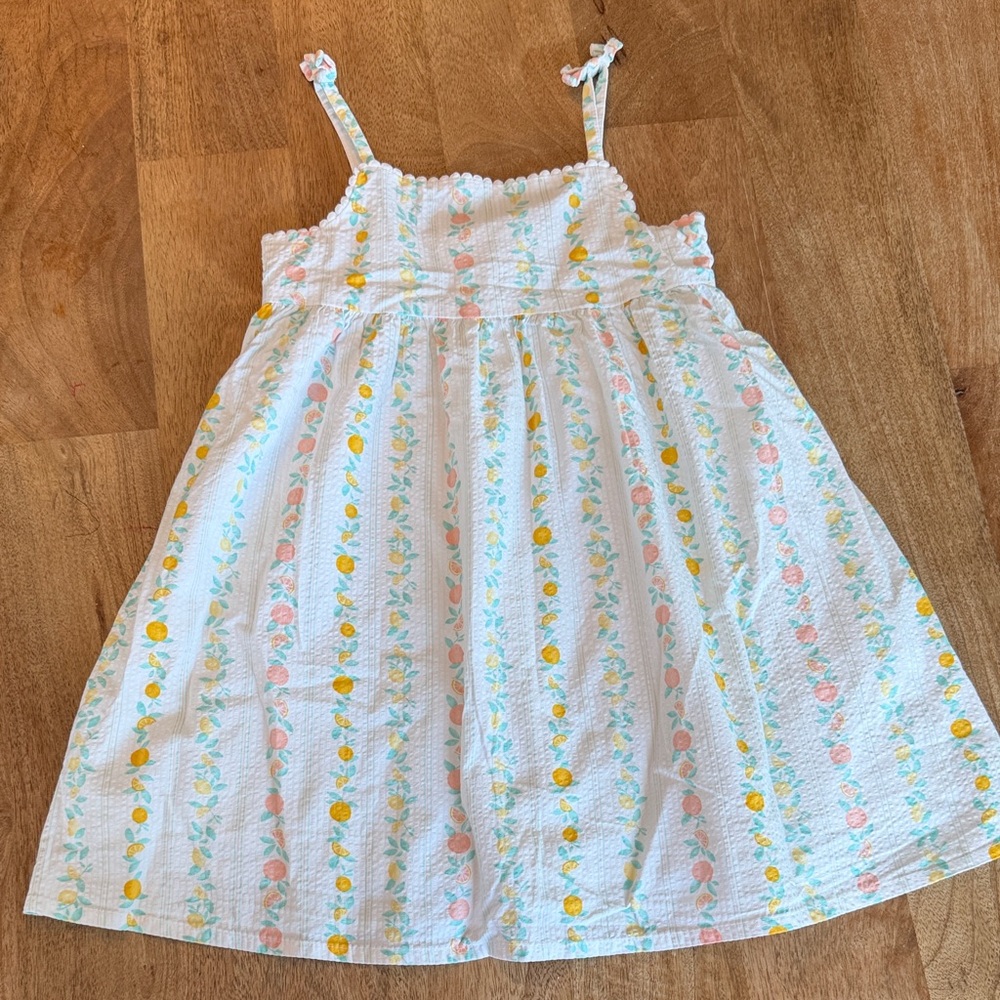 Janie and Jack White Sundress with Yellow & Pink Fruit Stripes